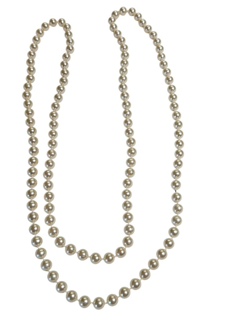 Vintage Plastic Faux Pearl Beaded Necklace 45 inches Long No Clasp